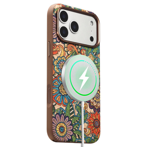 iPhone 18 Pro Denior Vintage Boho Embroidery Style Magnetic Protective Phone Case - Orange