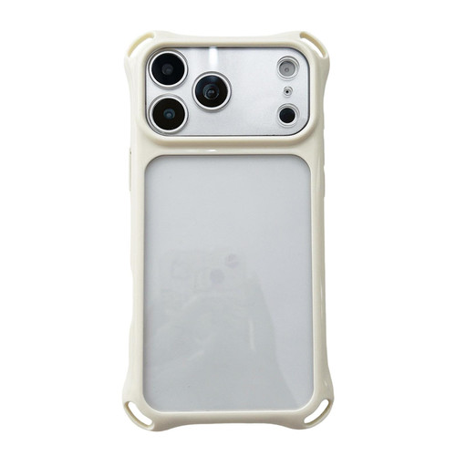 iPhone 18 Pro Four-corners Lanyard Holes Acrylic Hybrid TPU Phone Case - White