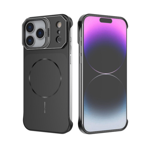 iPhone 18 Pro Frameless Half-Wrapped PC Magnetic Phone Case - Black