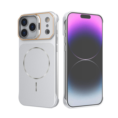 iPhone 18 Pro Frameless Half-Wrapped PC Magnetic Phone Case - Silver