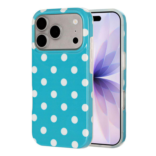 iPhone 18 Pro Full Coverage IMD Printed Retro Large Dots Pattern TPU Phone Case - Blue