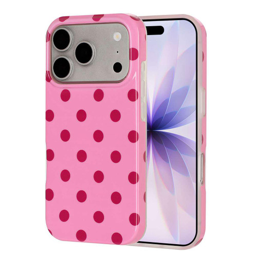 iPhone 18 Pro Full Coverage IMD Printed Retro Large Dots Pattern TPU Phone Case - Pink