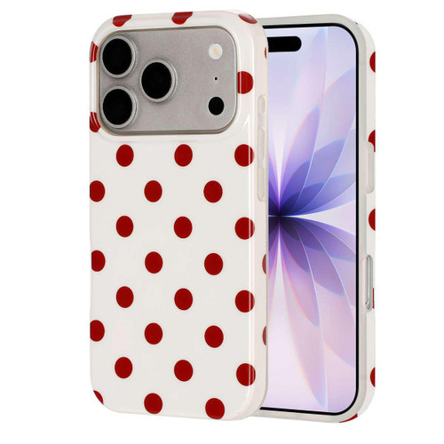 iPhone 18 Pro Full Coverage IMD Printed Retro Large Dots Pattern TPU Phone Case - White