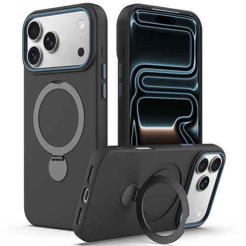 iPhone 18 Pro Gen1.5 Pivot Ring Holder TPU Hybrid PC Phone Case - Black