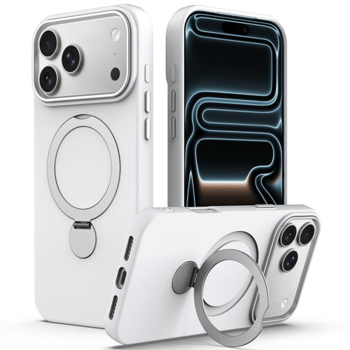 iPhone 18 Pro Gen1.5 Pivot Ring Holder TPU Hybrid PC Phone Case - White