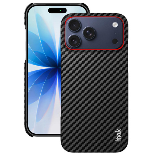 iPhone 18 Pro imak Ruiyi Series Red Ring Carbon Fiber Texture Phone Case - Black
