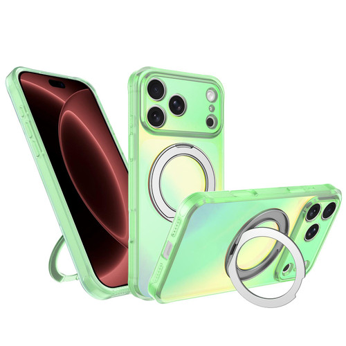 iPhone 18 Pro Iris Mirror Magnetic Ring Holder Phone Case - Lime