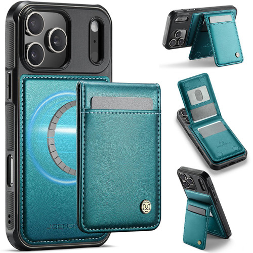 iPhone 18 Pro JEEHOOD J06 British Style RFID MagSafe Card Bag PU Phone Case - Green