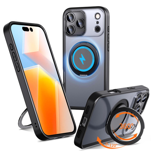 iPhone 18 Pro Kalebol 360-degree Rotating MagSafe Magnetic Holder Phone Case - Black