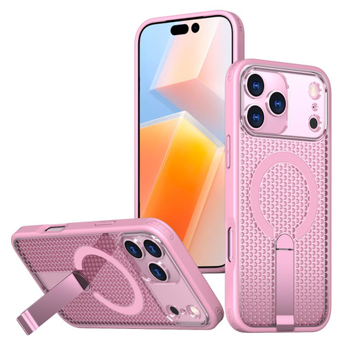 iPhone 18 Pro kalebol Honeycomb Cooling MagSafe Holder Phone Case - Pink