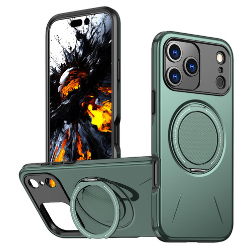 iPhone 18 Pro Kalebol Magnetic MagSafe Rotation Holder PC Phone Case - Grey Green