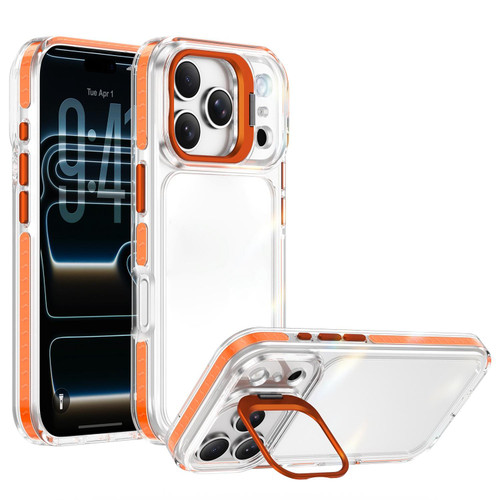 iPhone 18 Pro Lens Frame Holder Acrylic TPU Phone Case - Clear Orange