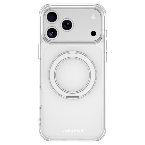 iPhone 18 Pro LeReach TOC Crystal Series Armor Rotation Holder Magnetic Phone Case - Transparent
