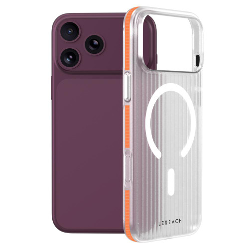iPhone 18 Pro LeReach TOC Icicle Series Ice Mist Double-Sided Non-Slip Magnetic Phone Case - Orange