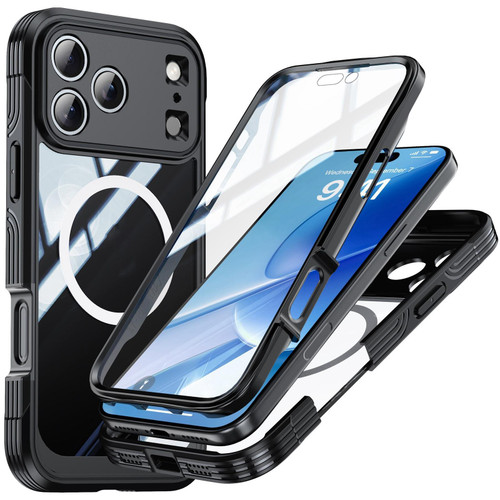 iPhone 18 Pro Life Waterproof MagSafe Magnetic Rugged Phone Case - Black