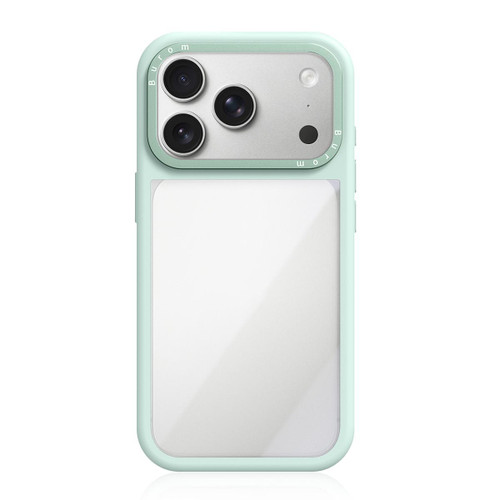 iPhone 18 Pro Liquid Silicone Frame Hybrid Clear Acrylic Back Panel Phone Case - Green