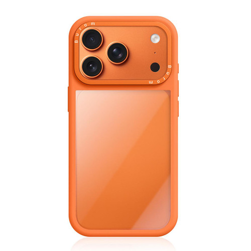 iPhone 18 Pro Liquid Silicone Frame Hybrid Clear Acrylic Back Panel Phone Case - Orange