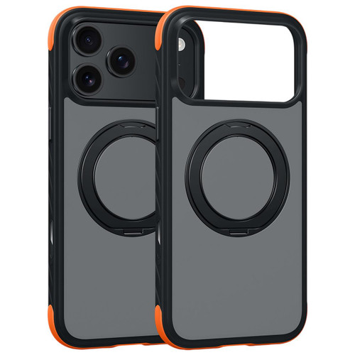 iPhone 18 Pro Magnetic Shockproof Protective Phone Case with 360 Degree Rotating Holder - Black