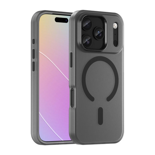 iPhone 18 Pro MagSafe Frosted Translucent TPU + PC Full Coverage Phone Case - Black