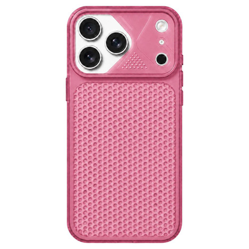 iPhone 18 Pro Mecha Style Heat Dissipation Mesh TPU Phone Case - Transparent Red