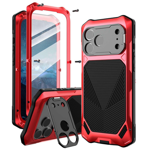 iPhone 18 Pro Metal Armor Construction IP65 Waterproof Magnetic Phone Case - Red