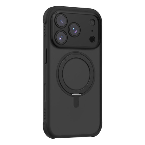 iPhone 18 Pro MOMAX SOMA Hoop Series Magnetic 360 Rotating Invisible Stand Phone Case - Black