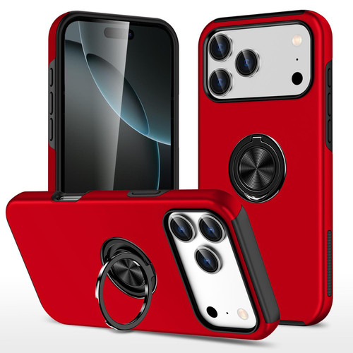 iPhone 18 Pro PC + TPU Magnetic Phone Case with Invisible Ring Holder - Red