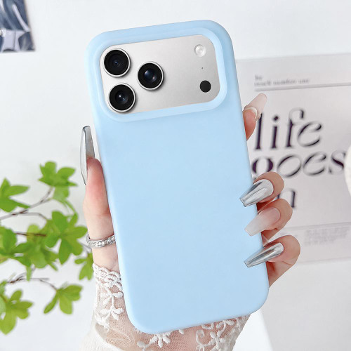 iPhone 18 Pro PC Hybrid Liquid Silicone Jelly Phone Case - Light Blue
