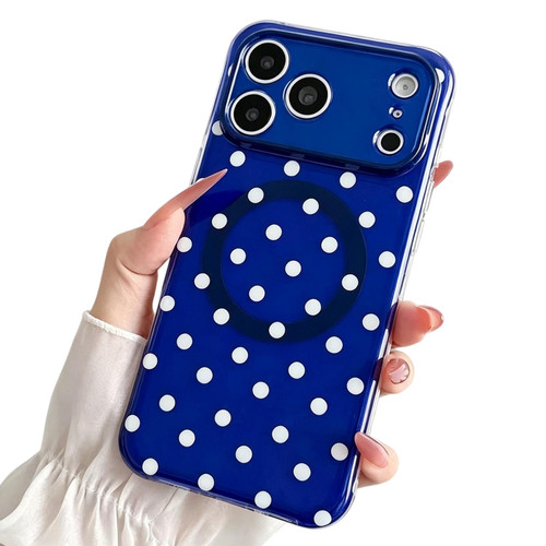 iPhone 18 Pro Precise Cutout Translucent IMD Dots Pattern Magnetic Phone Case - Dark Blue