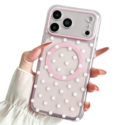 iPhone 18 Pro Precise Cutout Translucent IMD Dots Pattern Magnetic Phone Case - Light Pink