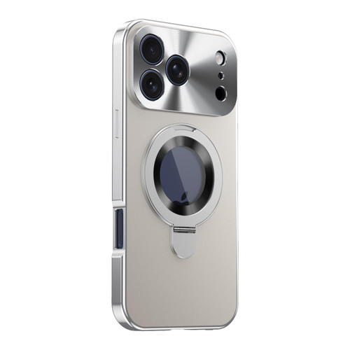 iPhone 18 Pro Privacy Screen Film Full Cover MagSafe Holder Phone Case - Silver