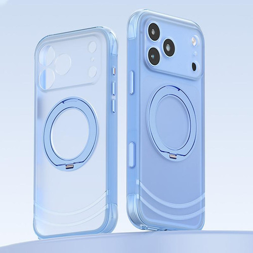 iPhone 18 Pro QN2 Skin-Friendly AirBag Magnetic Shockproof Phone Case with 360 Rotation Holder - Sky Blue
