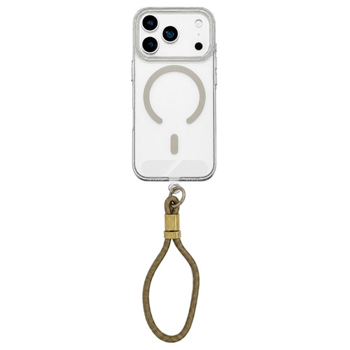 iPhone 18 Pro Question Mark Clear PC Magnetic Phone Case with Lanyard - Desert Gold