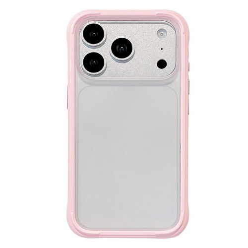 iPhone 18 Pro Silicone Frame Bumper Frosted Back Panel Phone Case - Grey Pink