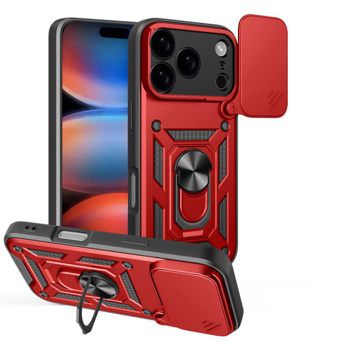 iPhone 18 Pro Sliding Camera Cover Design TPU+PC Phone Case - Red
