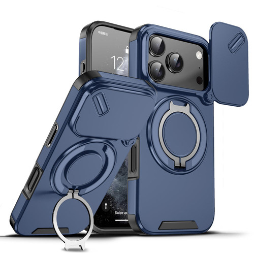 iPhone 18 Pro Sliding Camshield Ring Holder Phone Case - Blue