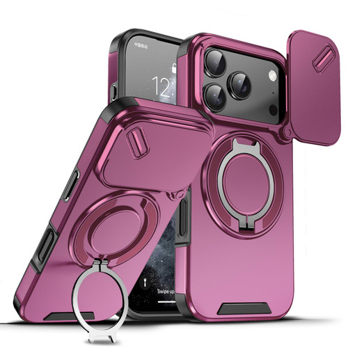 iPhone 18 Pro Sliding Camshield Ring Holder Phone Case - Cherry Red