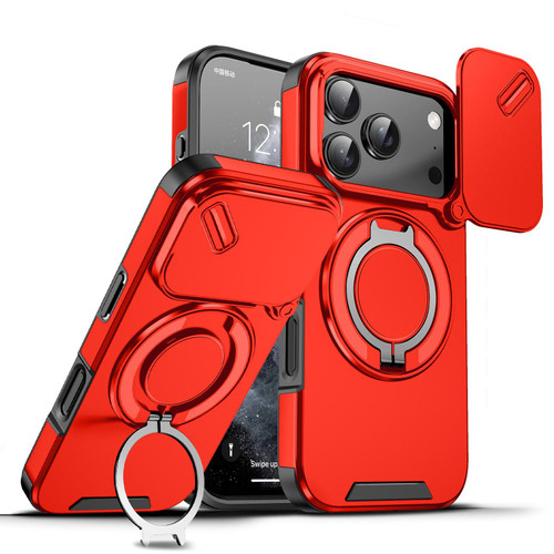 iPhone 18 Pro Sliding Camshield Ring Holder Phone Case - Red