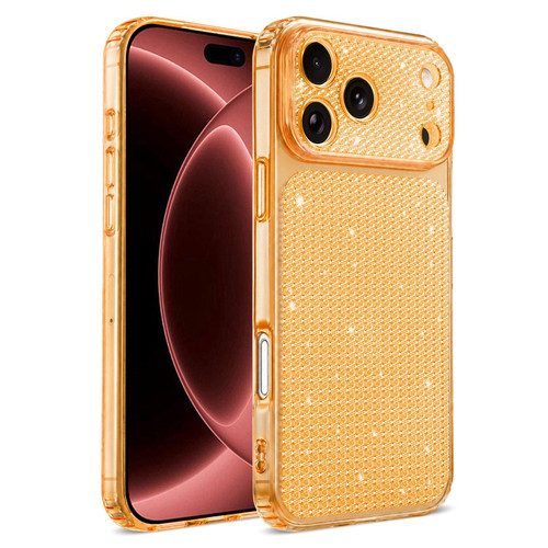 iPhone 18 Pro Sparkling Diamond Glitter Airbag Phone Case - Orange