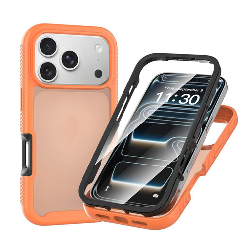 iPhone 18 Pro Starry Sky Matte Two-Tone TPU Hybrid PC Phone Case with Screen Protector - Orange