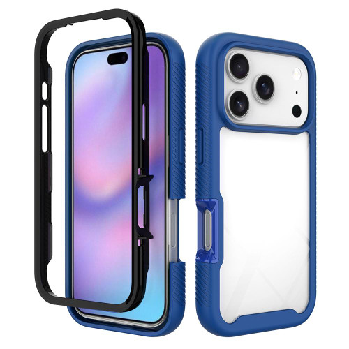 iPhone 18 Pro Starry Sky Solid Color Shockproof TPU Clear PC Phone Case - Dark Blue