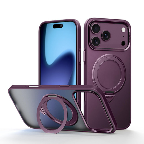 iPhone 18 Pro SULADA 360 Degree Rotation Holder Frosted Magnetic Phone Case - Purple