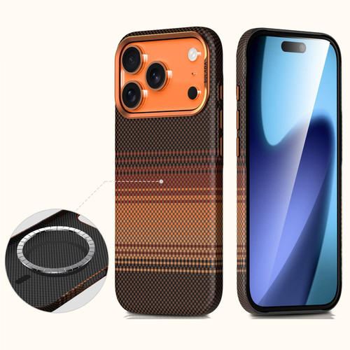 iPhone 18 Pro SULADA Kevlar Woven Texture Magnetic Leather Phone Case - Orange