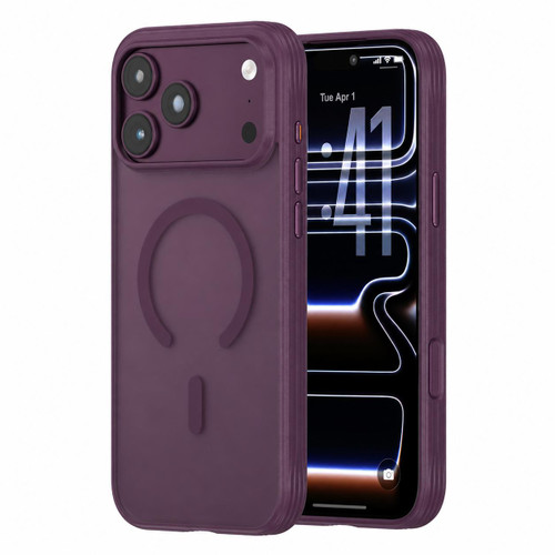 iPhone 18 Pro Textured Non-slip Shockproof Magnetic Phone Case - Purple