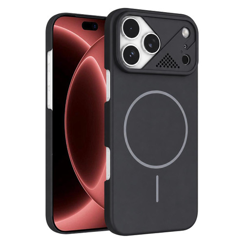 iPhone 18 Pro Ultra-thin Gold Armor PC Magnetic Phone Case - Black