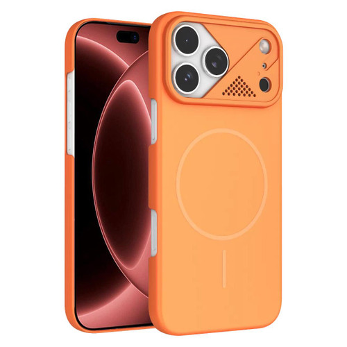 iPhone 18 Pro Ultra-thin Gold Armor PC Magnetic Phone Case - Orange