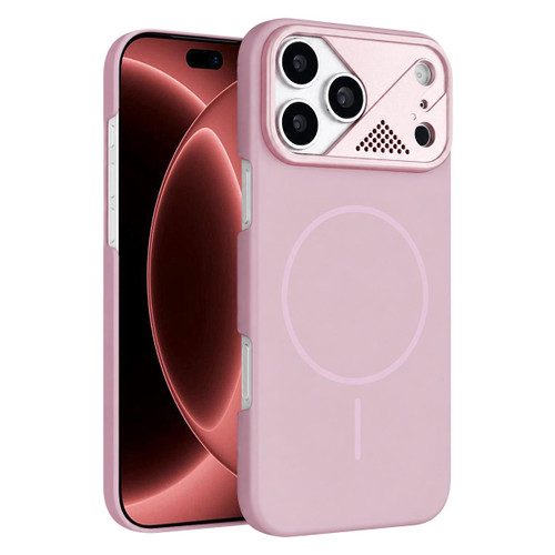 iPhone 18 Pro Ultra-thin Gold Armor PC Magnetic Phone Case - Sakura Pink