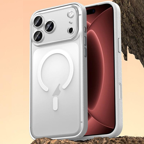 iPhone 18 Pro Vegan Leather Magnetic Phone Case - Cedar White