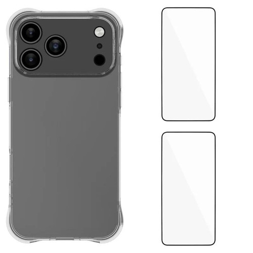 iPhone 18 Pro WANLONFENG Transparent Four-Corner Shockproof TPU Phone Case with 2pcs Screen Films - Transparent