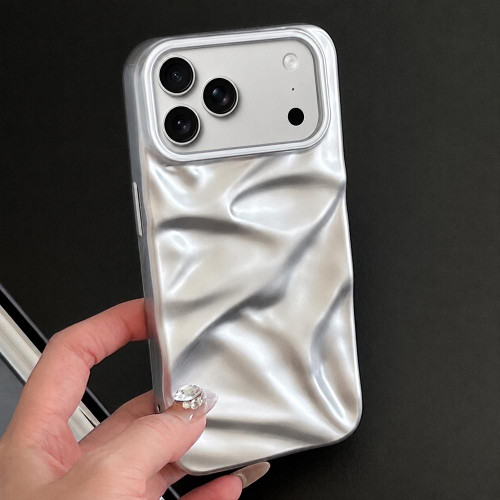 iPhone 18 Pro Water Ripple Electroplating Paint TPU Phone Case - Silver